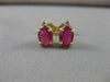 ANTIQUE 1.49CTW DIAMOND RUBY 14KT YELLOW GOLD OVAL STUD POST EARRINGS #4484