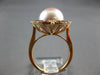 LARGE .59CT DIAMOND & AAA RHODOLITE & PINK SOUTH SEA PEARL 18K ROSE GOLD 3D RING