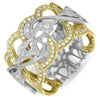 WIDE .28CT DIAMOND 14KT WHITE & YELLOW GOLD 3D OPEN FILIGREE ANNIVERSARY RING