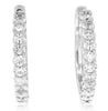 1.93CT DIAMOND 14KT WHITE GOLD 3D OVAL SHARED PRONG HUGGIE HOOP HANGING EARRINGS