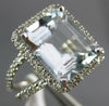 LARGE 6.07CT DIAMOND & AAA AQUAMARINE 14K WHITE GOLD EMERALD CUT ENGAGEMENT RING