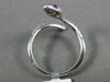 ESTATE .27CT DIAMOND & AAA RUBY 18KT WHITE GOLD 3D CRISS CROSS SNAKE FUN RING