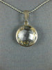 ESTATE AAA CRYSTAL 14KT WHITE GOLD 3D CLASSIC BEZEL ROUND PENDANT