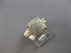 LARGE .50CT DIAMOND 14K YELLOW GOLD 3D ROUND CLUSTER SQUARE ROPE DESIGN FUN RING