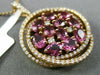 LARGE 3.23CT DIAMOND & AAA PINK SAPPHIRE 14KT ROSE GOLD CIRCULAR CLUSTER PENDANT