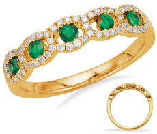 .50CT DIAMOND & AAA EMERALD 14K YELLOW GOLD 3D 5 STONE HALO FUN ANNIVERSARY RING