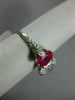 ANTIQUE 3.51CT OLD MINE DIAMOND & AAA RUBY PLATINUM THREE STONE ENGAGEMENT RING