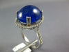 ESTATE LARGE 11.73CT DIAMOND & AAA SAPPHIRE 14KT WHITE GOLD OVAL CABOCHON RING