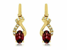 1.20CT DIAMOND & AAA RHODOLITE 14K YELLOW GOLD 3D OVAL INFINITY HANGING EARRINGS