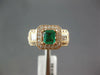 WIDE 1.39CT DIAMOND & AAA EMERALD 14K ROSE GOLD PRINCESS & ROUND ENGAGEMENT RING