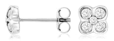.50CT DIAMOND 14KT WHITE GOLD 3D ROUND SEMI BEZEL 5 STONE SQUARE FLOWER EARRINGS