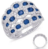 LARGE 2.18CT DIAMOND & AAA SAPPHIRE 14KT WHITE GOLD MULTI OVAL ANNIVERSARY RING