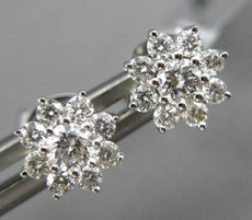 ESTATE .43CT DIAMOND 18KT WHITE GOLD 3D CLASSIC FLOWER STUD EARRINGS
