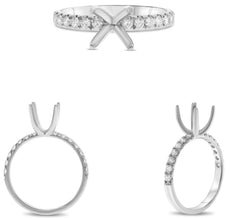 .33CT DIAMOND 14K WHITE GOLD ROUND CLASSIC 4 PRONG SEMI ETERNITY SEMI MOUNT RING