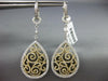 ESTATE LARGE 2.11CT DIAMOND 18KT 2 TONE GOLD FILIGREE TEAR DROP HANGING EARRINGS