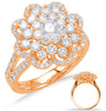 ESTATE LARGE 1.60CT DIAMOND 14KT ROSE GOLD CLASSIC FLOWER CLUSTER HALO LOVE RING