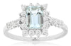 1.37CT DIAMOND & AAA AQUAMARINE 14K YELLOW GOLD BAGUETTE & ROUND ENGAGEMENT RING
