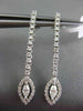 ESTATE .78CT ROUND & MARQUISE DIAMOND 18KT WHITE GOLD HALO HANGING EARRINGS VVS