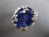 EXTRA LARGE 22.9CT DIAMOND & AAA TANZANITE 18K WHITE GOLD OVAL MULTI FLOWER RING