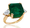LARGE 13.1CT DIAMOND & AAA COLOMBIAN EMERALD 18KT YELLOW GOLD 3D ENGAGEMENT RING