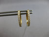 ESTATE .27CT DIAMOND 18K YELLOW GOLD 3D CLASSIC OVAL HUGGIE FUN HANGING EARRINGS