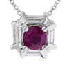 .68CT DIAMOND & AAA RUBY 14KT YELLOW GOLD ROUND & BAGUETTE OCTAGON LOVE NECKLACE