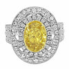 WIDE 2.96CT WHITE & FANCY YELLOW DIAMOND 18KT TWO TONE GOLD OVAL ENGAGEMENT RING