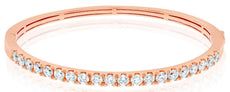 3.0CT DIAMOND 18KT ROSE GOLD 3D ROUND CLASSIC SEMI ETERNITY CUFF BANGLE BRACELET