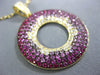 LARGE DIAMOND & RUBY & PINK SAPPHIRE 18K YELLOW GOLD MULTI ROW CIRCULAR PENDANT