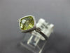 1.21CT DIAMOND & AAA GREEN AMETHYST 14K WHITE GOLD 3D CUSHION & ROUND BEZEL RING
