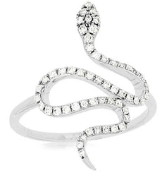 ESTATE .26CT DIAMOND 14KT WHITE GOLD 3D CLASSIC HAPPY SNAKE FUN RING