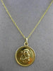 ESTATE 14KT YELLOW GOLD 3D CIRCULAR MOTHER MARY FLOATING PENDANT & CHAIN #25005