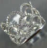 ESTATE WIDE .62CT DIAMOND 18K WHITE GOLD MULTI ROW CROWN 3/4TH ETERNITY FUN RING