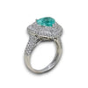 LARGE 4.12CT DIAMOND & AAA PARAIBA TOURMALINE 18K WHITE GOLD 3D DOUBLE HALO RING