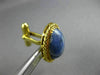 ANTIQUE EXTRA LARGE AAA SODALITE 14K YELLOW GOLD 3D SOLITAIRE OVAL ROPE CUFFLINK