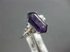 ESTATE 2.33CT DIAMOND & AAA AMETHYST 14K WHITE GOLD 3D HEXAGON & ROUND LOVE RING