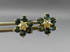 .59CT DIAMOND & AAA SAPPHIRE 14KT YELLOW GOLD 3D FLOWER STUD EARRINGS #MILANO023