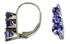 1.10CT AAA TANZANITE 14KT WHITE GOLD 3 STONE JOURNEY LEVERBACK HANGING EARRINGS