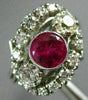 ANTIQUE WIDE 2.04CT DIAMOND & AAA RUBY PLATINUM 3D THREE STONE ANNIVERSARY RING