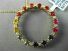 ESTATE LARGE 1.20CT MULTI COLOR SAPPHIRE 14KT YELLOW GOLD CIRCLE OF LIFE PENDANT