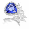 LARGE 5.66CT DIAMOND & AAA TANZANITE 18KT WHITE GOLD 3D PEAR SHAPE MARQUISE RING