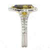 LARGE 4.39CT WHITE & FANCY GREEN-YELLOW DIAMOND 18KT 2 TONE GOLD PEAR SHAPE RING