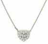 ESTATE .51CT DIAMOND 18KT WHITE GOLD ROUND & BAGUETTE HEART SHAPE LOVE NECKLACE