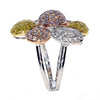 EXTRA LARGE 2.84CT WHITE PINK & FANCY YELLOW DIAMOND 18K TRI COLOR GOLD FUN RING