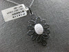 LARGE 1.33CT WHITE & BLACK DIAMOND 14KT WHITE GOLD OVAL FLOWER FLOATING PENDANT