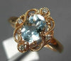 ESTATE .74CT DIAMOND & AAA AQUAMARINE 14K ROSE GOLD 3D OPEN FILIGREE FLOWER RING
