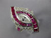 ESTATE LARGE 3.57CT DIAMOND & AAA RUBY 14K WHITE GOLD MARQUISE FILIGREE FUN RING