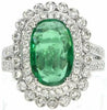 LARGE 3.56CT DIAMOND & AAA EMERALD 18KT WHITE GOLD 3D OVAL & ROUND FILIGREE RING