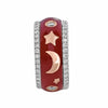 WIDE 1.38CT DIAMOND & RED ENAMEL 18K WHITE & ROSE GOLD MOON & STAR ETERNITY RING