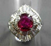 ANTIQUE LARGE 2.2CT DIAMOND & AAA RUBY PLATINUM FILIGREE BALLERINA COCKTAIL RING